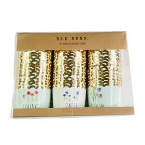 Rae Dunn Spring Sweet Bloom Easter Cupcake Baking Cups 60pc Blue Gold